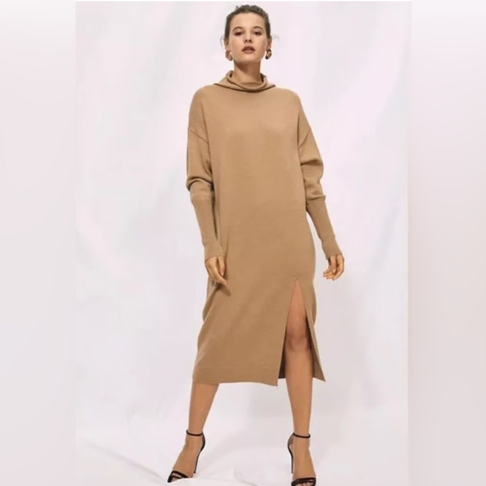 Wilfred Cyprie sweater dress in camel light brown